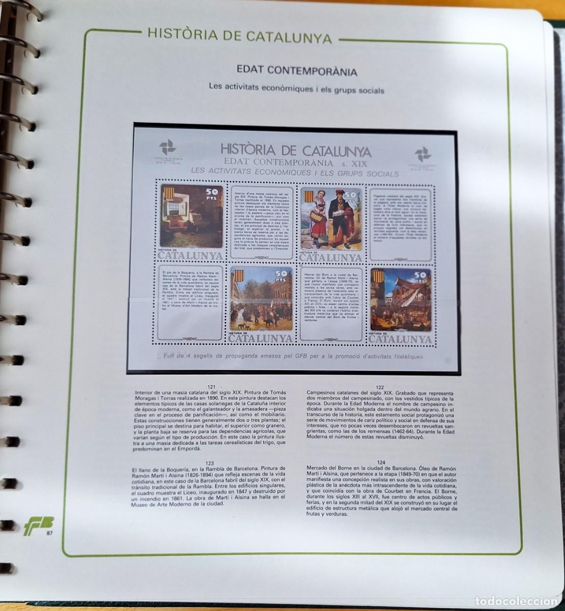 Sellos: PAGINA COMPLETA CON HOJITA BLOQUE-HISTORIA DE CATALUNYA -EDAT CONTEMPORANEA -ACTIV. ECONOM. - NUEVOS