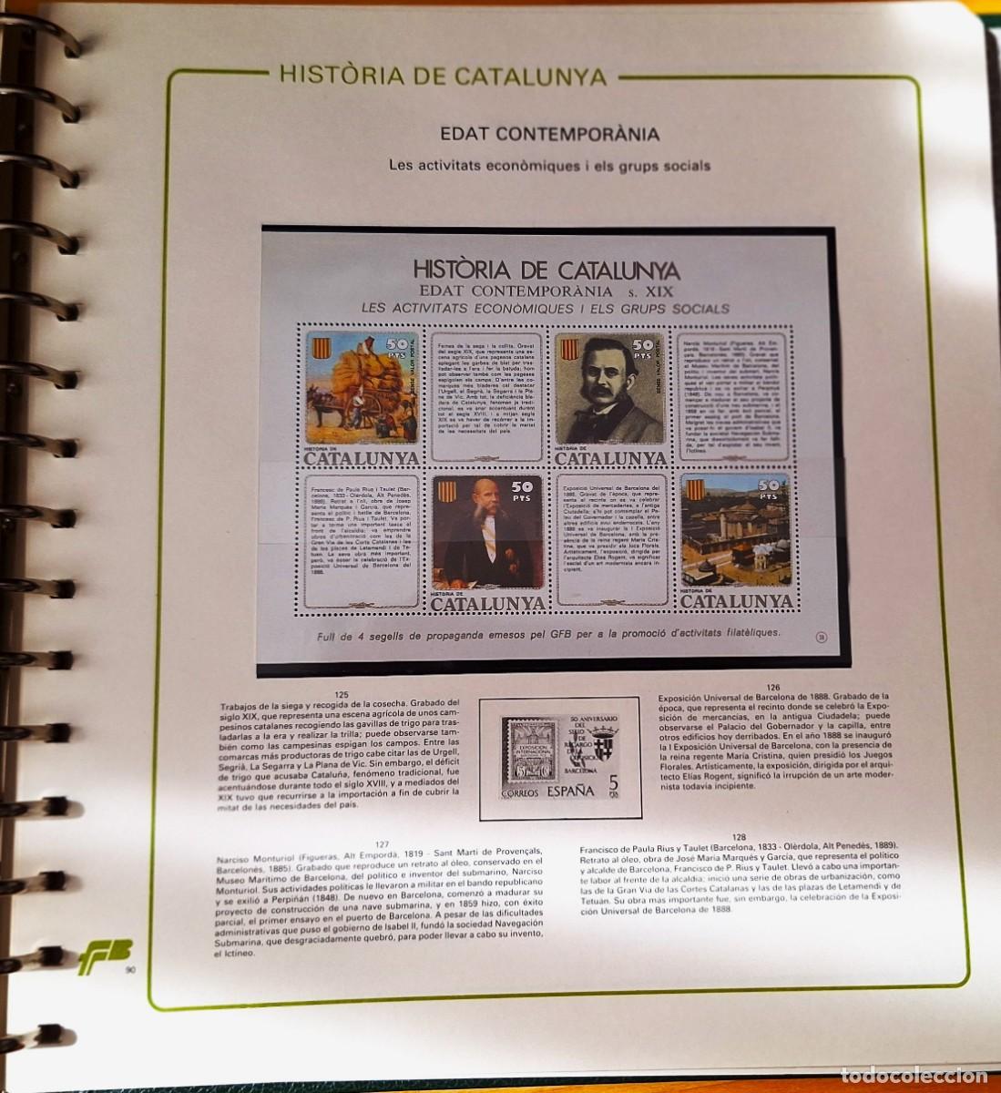 Sellos: PAGINA COMPLETA CON HOJITA BLOQUE-HISTORIA DE CATALUNYA -EDAT CONTEMPORANEA -ACTIV. ECONOM. - NUEVOS