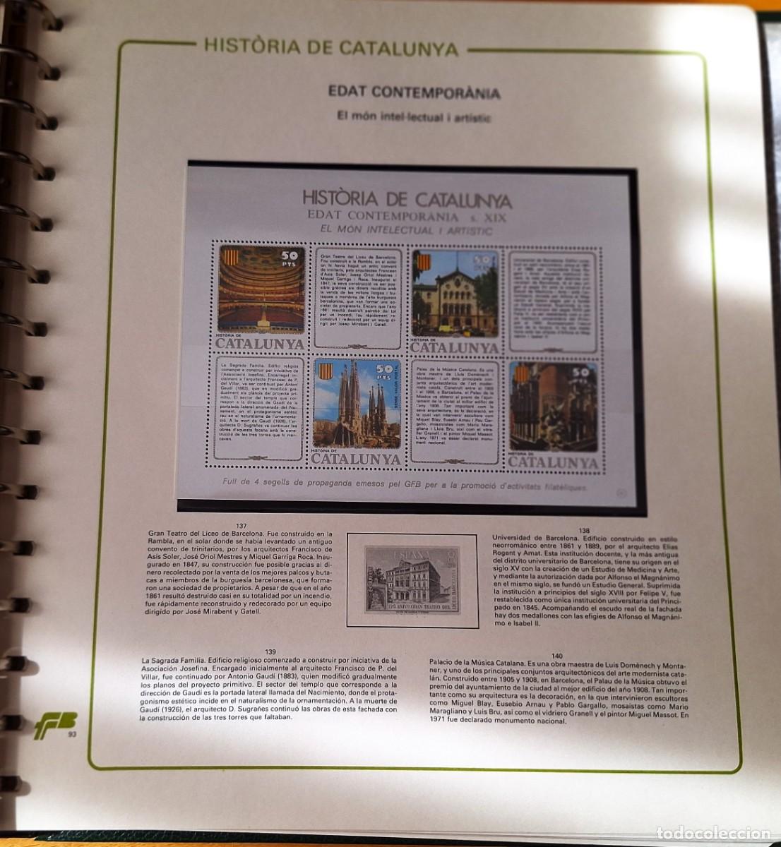 Sellos: PAGINA COMPLETA CON HOJITA BLOQUE-HISTORIA DE CATALUNYA -EDAT CONTEMPORANEA - MON INTEL&middot;LEC.- NUEVOS