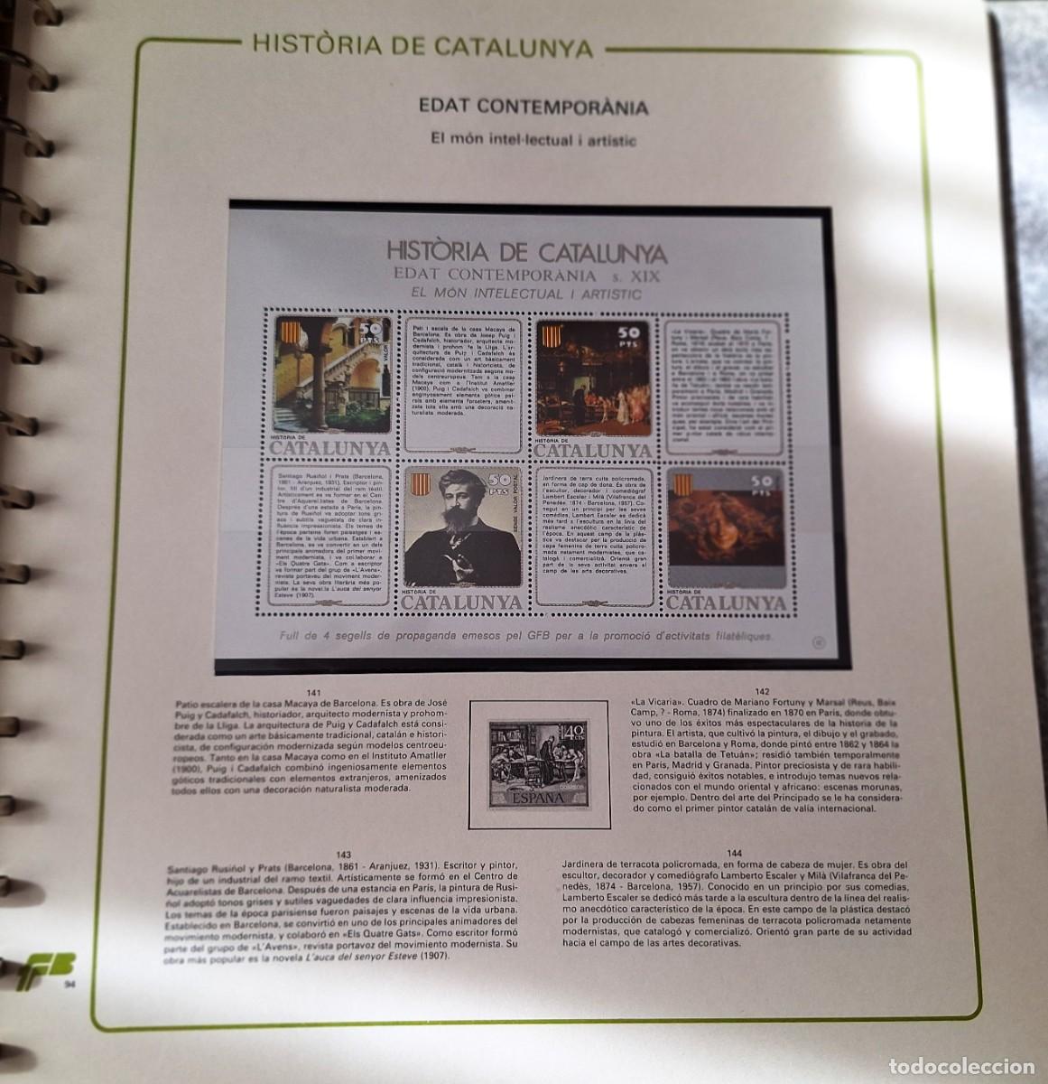 Sellos: PAGINA COMPLETA CON HOJITA BLOQUE-HISTORIA DE CATALUNYA -EDAT CONTEMPORANEA - MON INTEL&middot;LEC.- NUEVOS