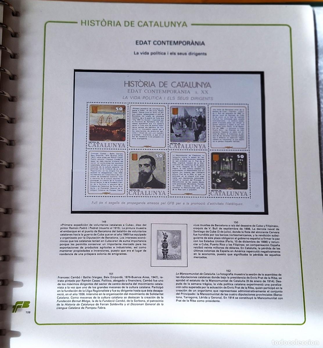 Sellos: PAGINA COMPLETA CON HOJITA BLOQUE- HISTORIA DE CATALUNYA - DE 1.900 A 1.936- DIRIGENTS - NUEVOS