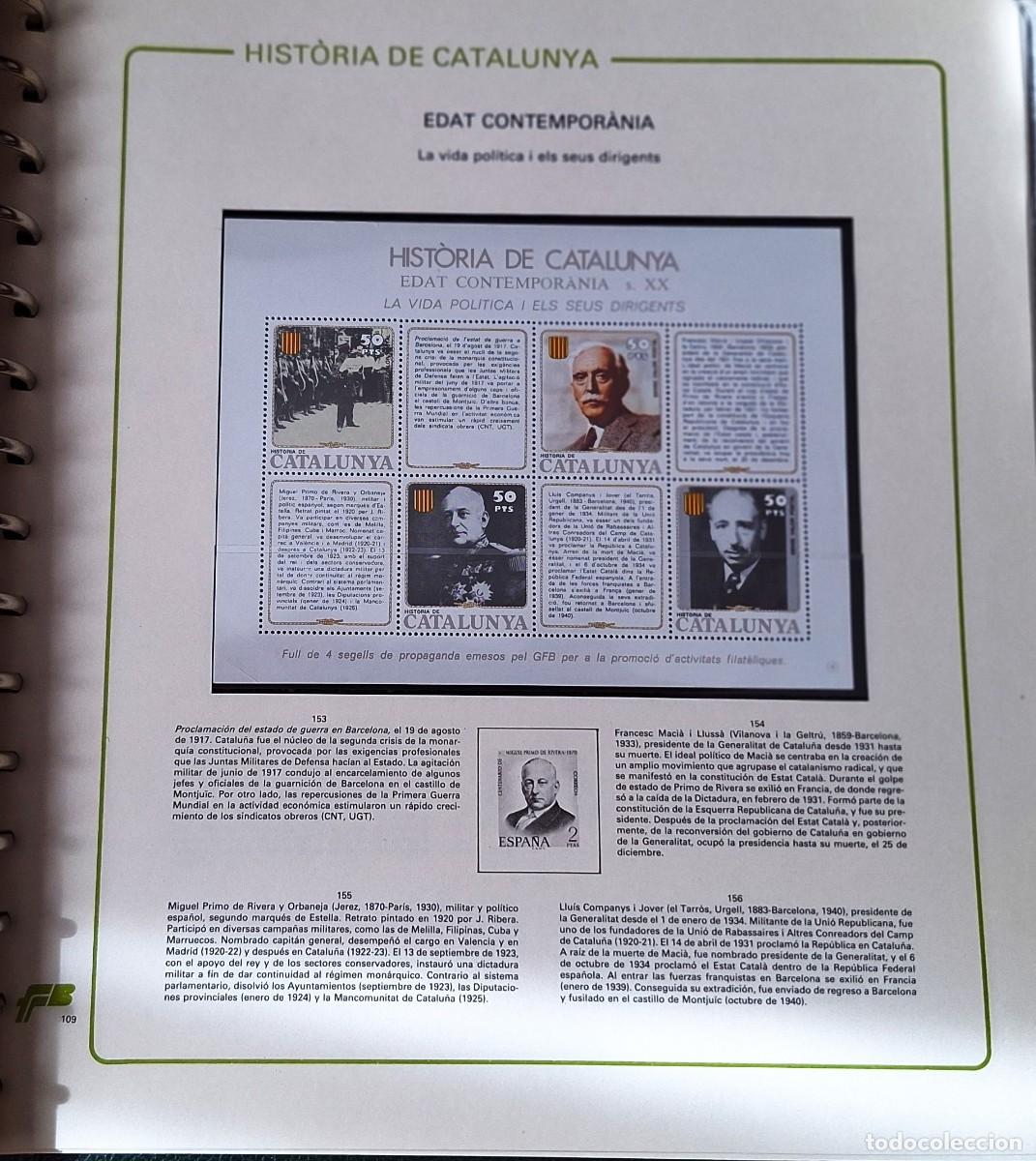Sellos: PAGINA COMPLETA CON HOJITA BLOQUE- HISTORIA DE CATALUNYA - DE 1.900 A 1.936- DIRIGENTS - NUEVOS