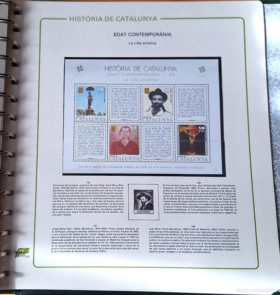 Sellos: PAGINA COMPLETA CON HOJITA BLOQUE- HISTORIA DE CATALUNYA - DE 1.900 A 1.936- VIDA ARTISTICA - NUEVOS