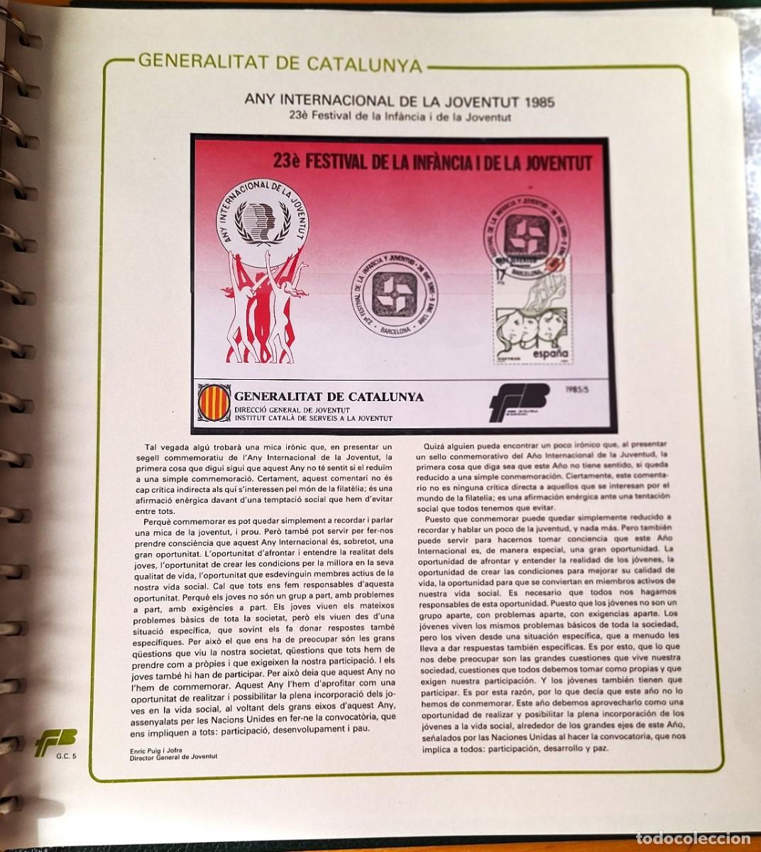 Sellos: PAGINA COMPLETA CON HOJITA BLOQUE- HISTORIA DE CATALUNYA - ACTUALIDAD - FESTIVAL INFANCIA - NUEVOS