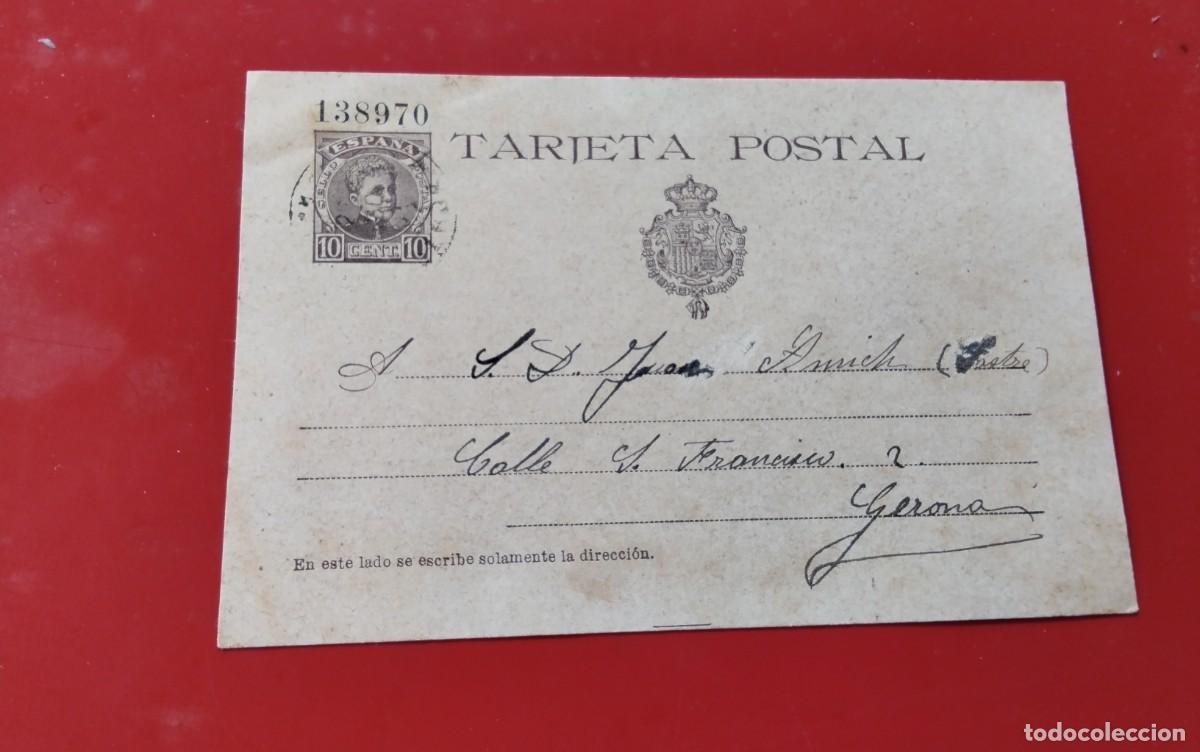Sellos: ENTERO POSTAL EDIFIL 37 CIRCULADO A GERONA , DIFICIL .