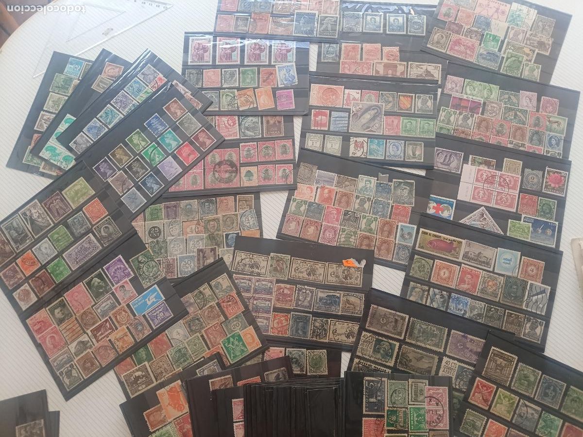Sellos: M&aacute;s de 500 sellos extranjeros en cartulinas