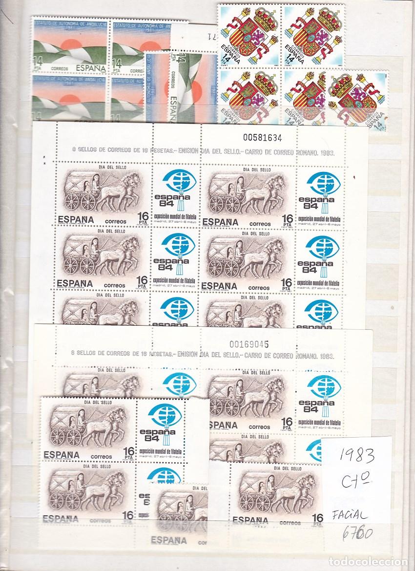 Sellos: C44- STOCK Sellos A&ntilde;o 1983 ** Sin Fijasellos LUJO . facial 6760 Ptas