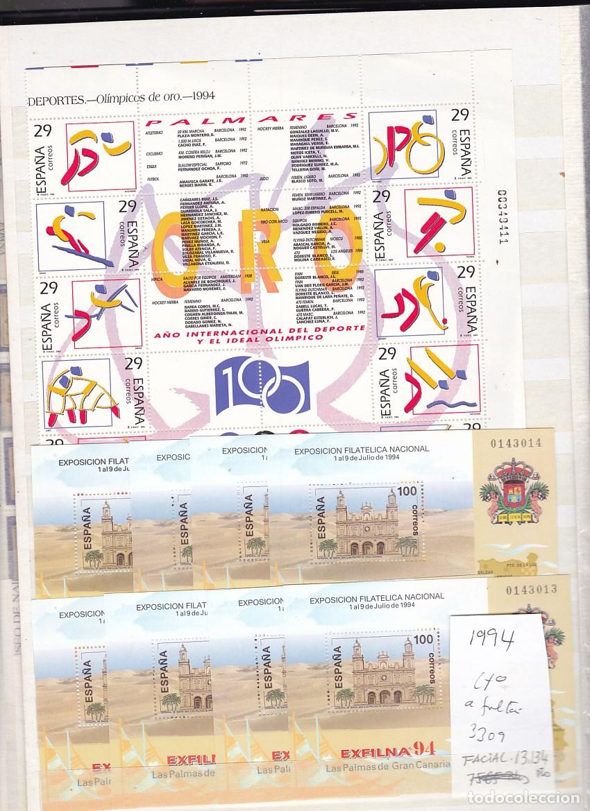 Sellos: C44- STOCK Sellos A&ntilde;o 1994 ** Sin Fijasellos LUJO . facial 13.134 Ptas