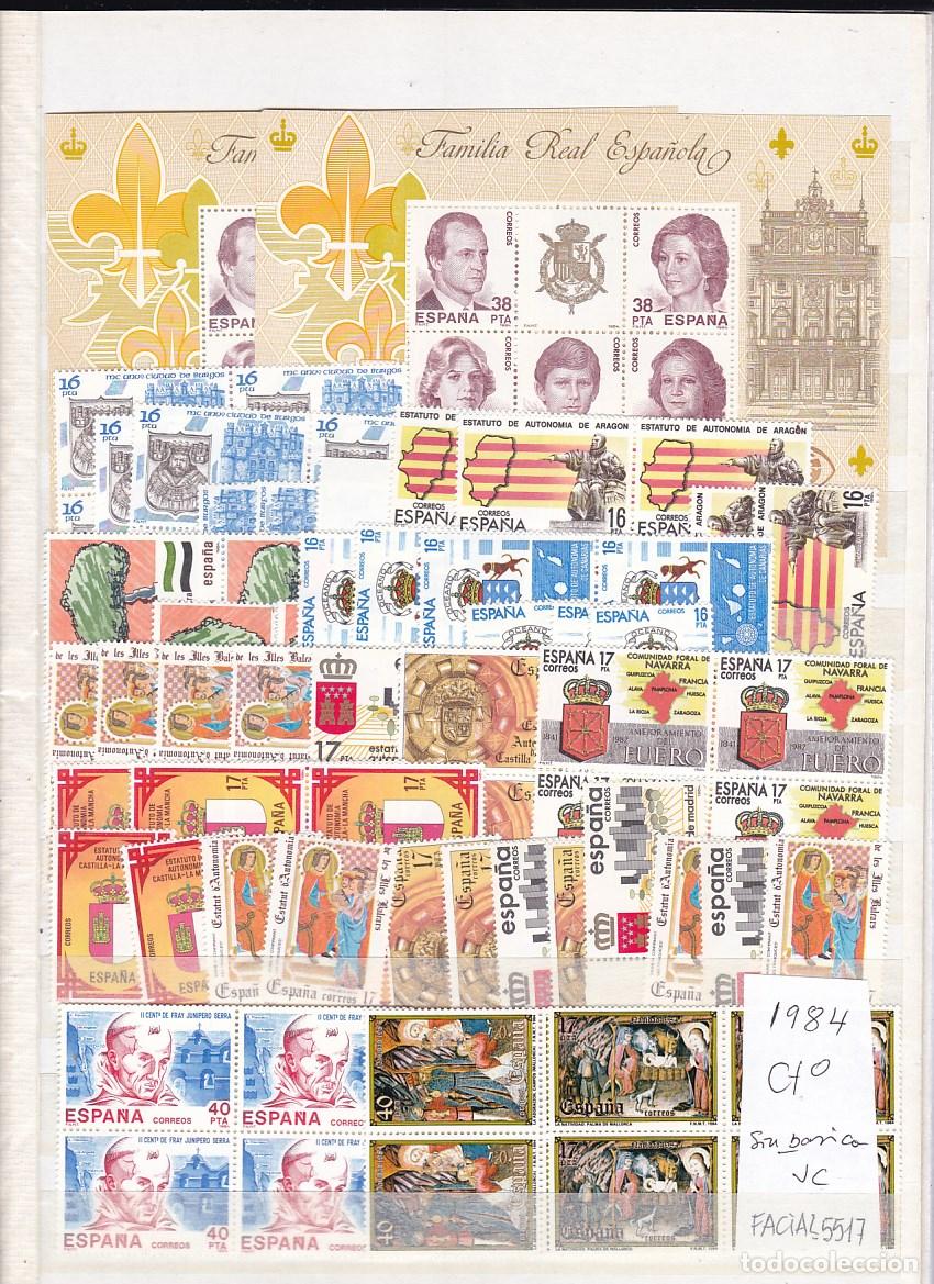 Sellos: C44- STOCK Sellos A&ntilde;o 1984 ** Sin Fijasellos LUJO . facial 5.517 Ptas