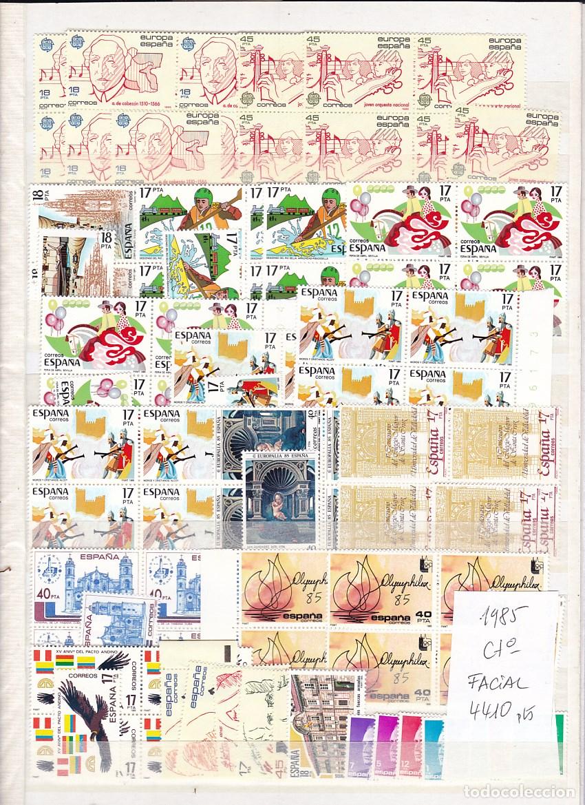 Sellos: C44- STOCK Sellos A&ntilde;o 1985 ** Sin Fijasellos LUJO . facial 4.410 Ptas