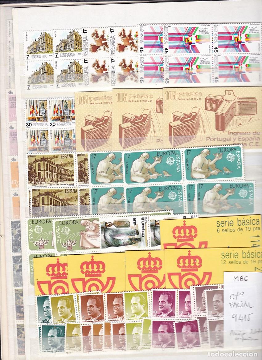 Sellos: C44- STOCK Sellos A&ntilde;o 1986 ** Sin Fijasellos LUJO . facial 9.415 Ptas