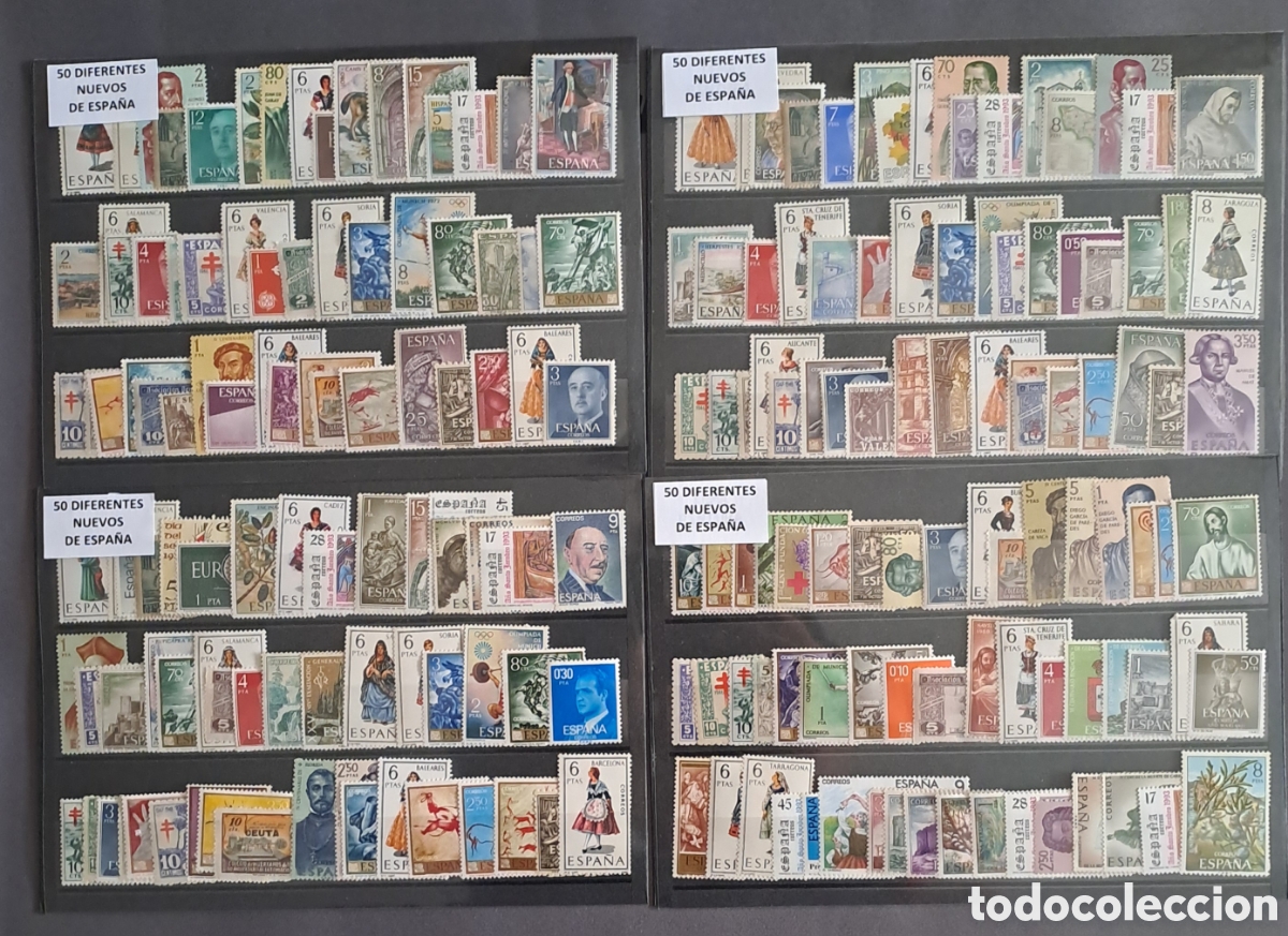 Sellos: Conjunto de 4 fichas con 50 sellos NUEVOS cada una