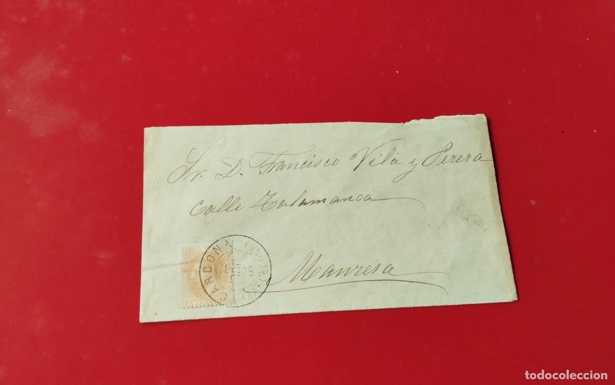 Sellos: CARDONA SOBRE CIRCULADA A MANRESA A&Ntilde;O 1884 FRANQUEO EDIFIL 210