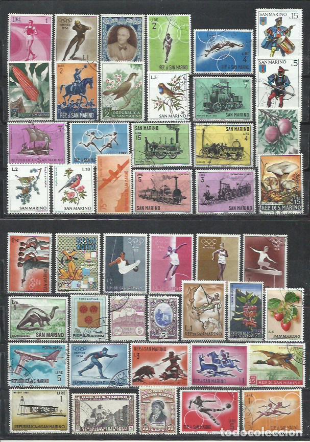 Sellos: R93B-LOTE DE SELLOS SAN MARINO,SIN TASAR,SIN REPETIDOS,CONMEMORATIVOS.BONITOS,TEM&Aacute;TICOS.