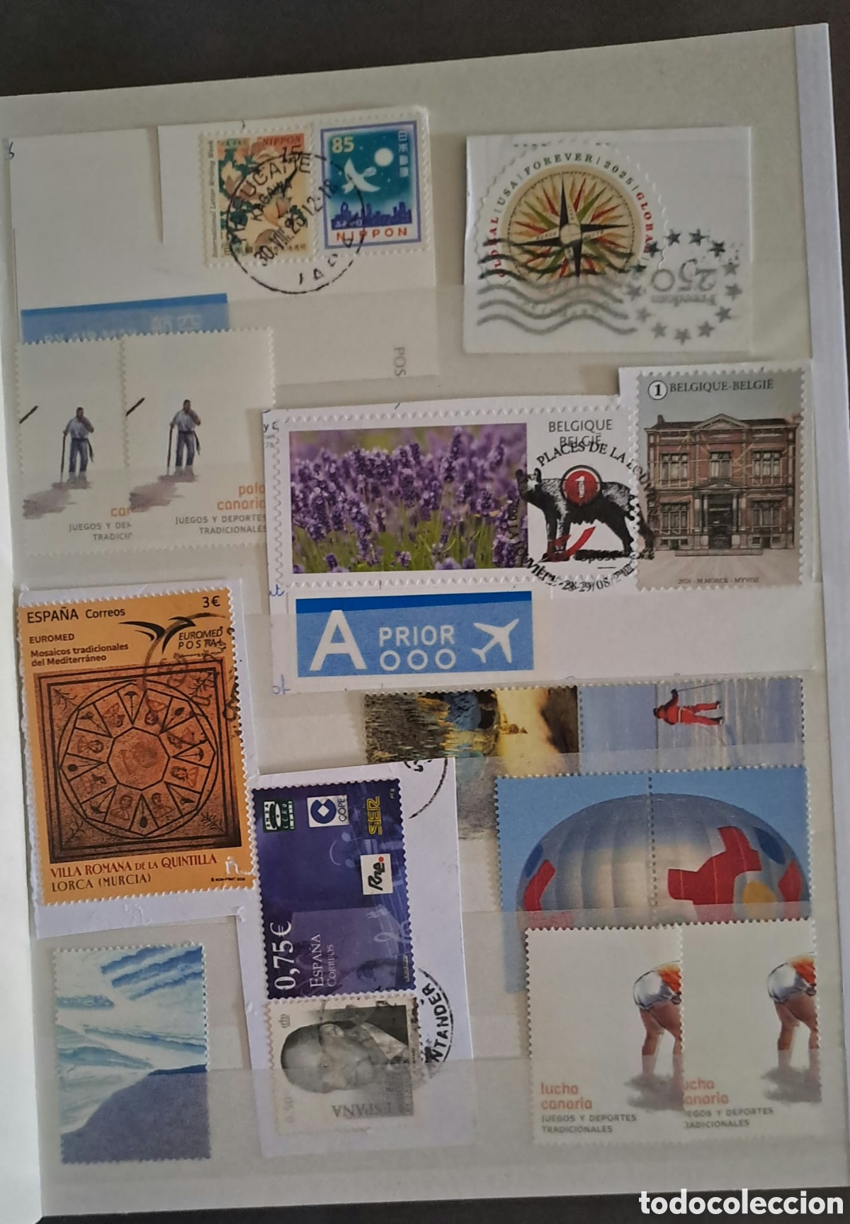 Sellos: Clasificador con sellos, tarjetas, sobres, carnets...