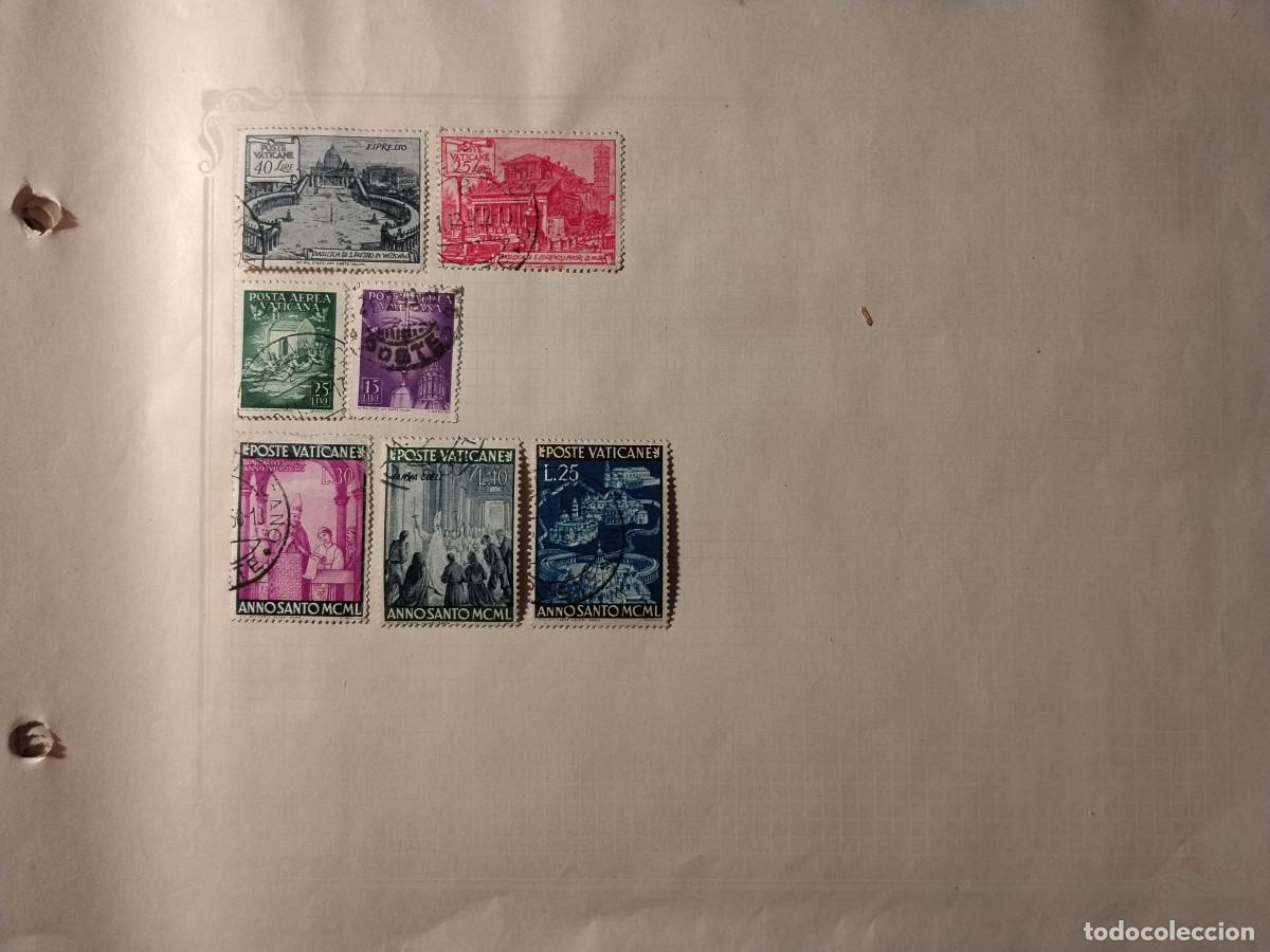 Sellos: VATICANO - Lote de 7 sellos usados antiguos - A&ntilde;o Santo 1950, Posta A&eacute;rea y San Pedro