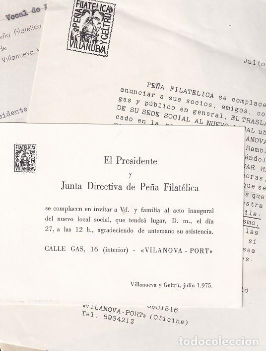 Sellos: Vilanova i la Geltr&uacute; 1975 - Cambio Sede Pe&ntilde;a Filat&eacute;lica y Numism&aacute;tica - Documentos Hist&oacute;ricos