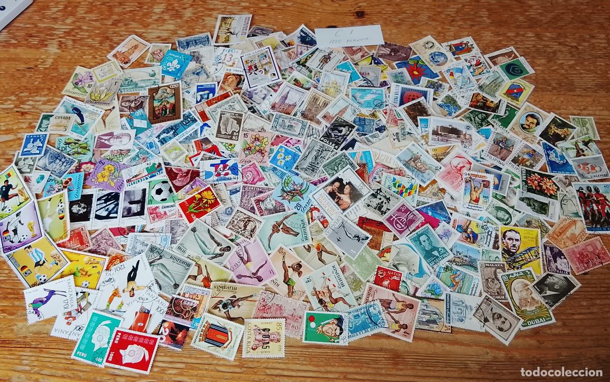 Sellos: C1-LOTE TODOS DIFERENTES ,SIN TASAR.1000 SELLOS DISTINTOS MUNDIALES,UNIVERSALES. FOTO REAL.DISE&Ntilde;AD