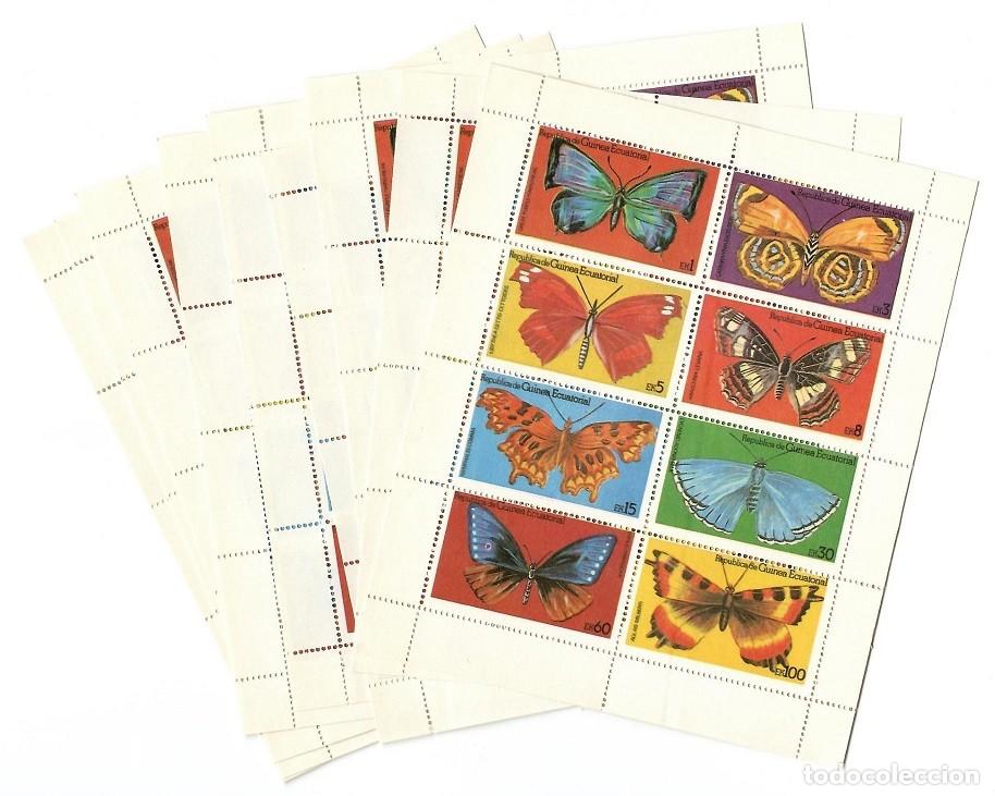 Francobolli: 125 HB Serie completa, Rep&uacute;blica de Guinea Ecuatorial - Mariposas / Lote muy comercial ideal reventa
