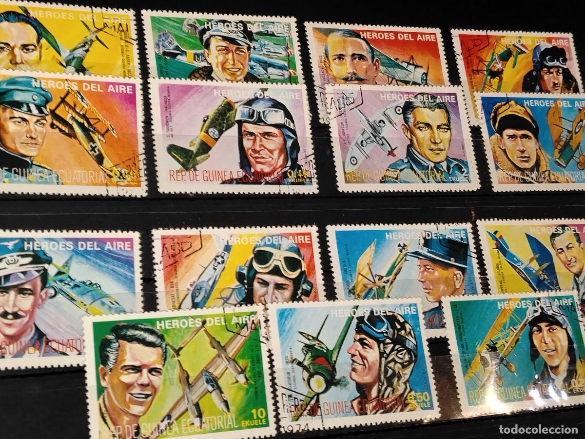 Timbres: COLECCI&Oacute;N DE SELLOS DE REP&Uacute;BLICA DE GUINEA ECUATORIAL -H&Eacute;ROES DEL AIRE- A&Ntilde;OS 70-80 (VER FOTOS)