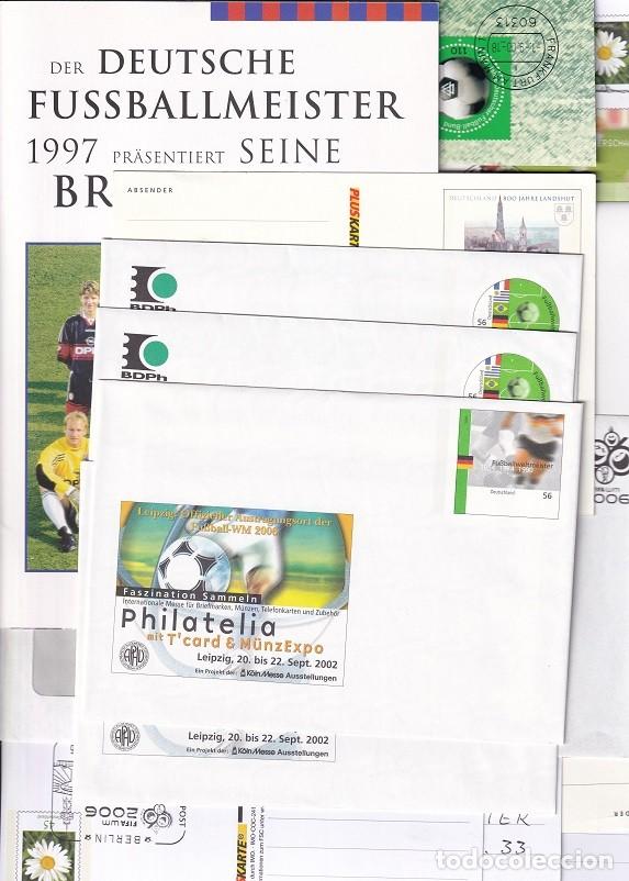 Sellos: Interesante conjunto del f&uacute;tbol alem&aacute;n - Tr&iacute;ptico 1997 - Enteros postales 06 - Sobres ... / Reventa