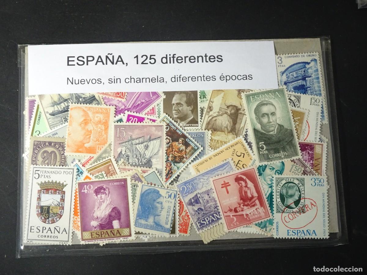Sellos: LOTE DE 125 SELLOS ESPA&Ntilde;A , NUEVOS SIN CHARNELA, DIFERENTES &Eacute;POCAS, VER FOTOS