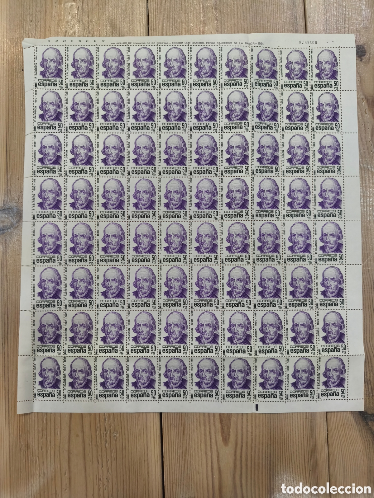 Sellos: Pliego Completo de 80 Sellos Espa&ntilde;a 1981 - Pedro Calder&oacute;n de la Barca (50 Ptas) - Nuevo MNH