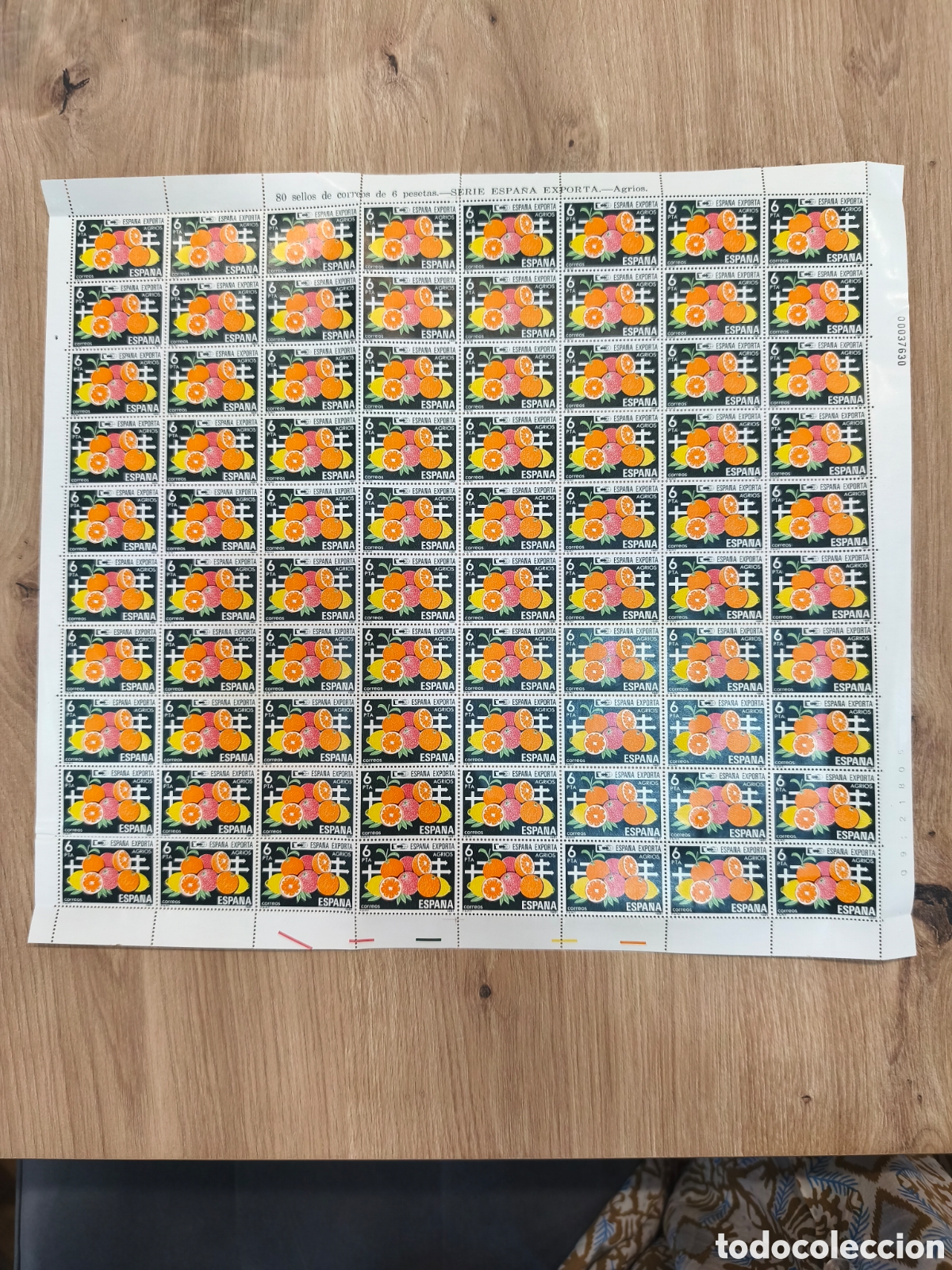 Briefmarken: Espa&ntilde;a Exporta &ndash; Agrios &ndash; Pliego completo de 80 sellos de 6 pesetas