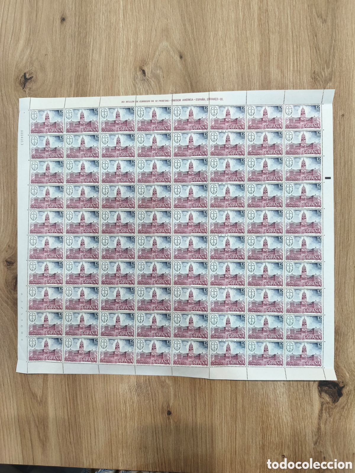 Briefmarken: Espa&ntilde;a 1981 &ndash; Misi&oacute;n Am&eacute;rica-Espa&ntilde;a &ndash; Pliego completo de 80 sellos de 12 pesetas