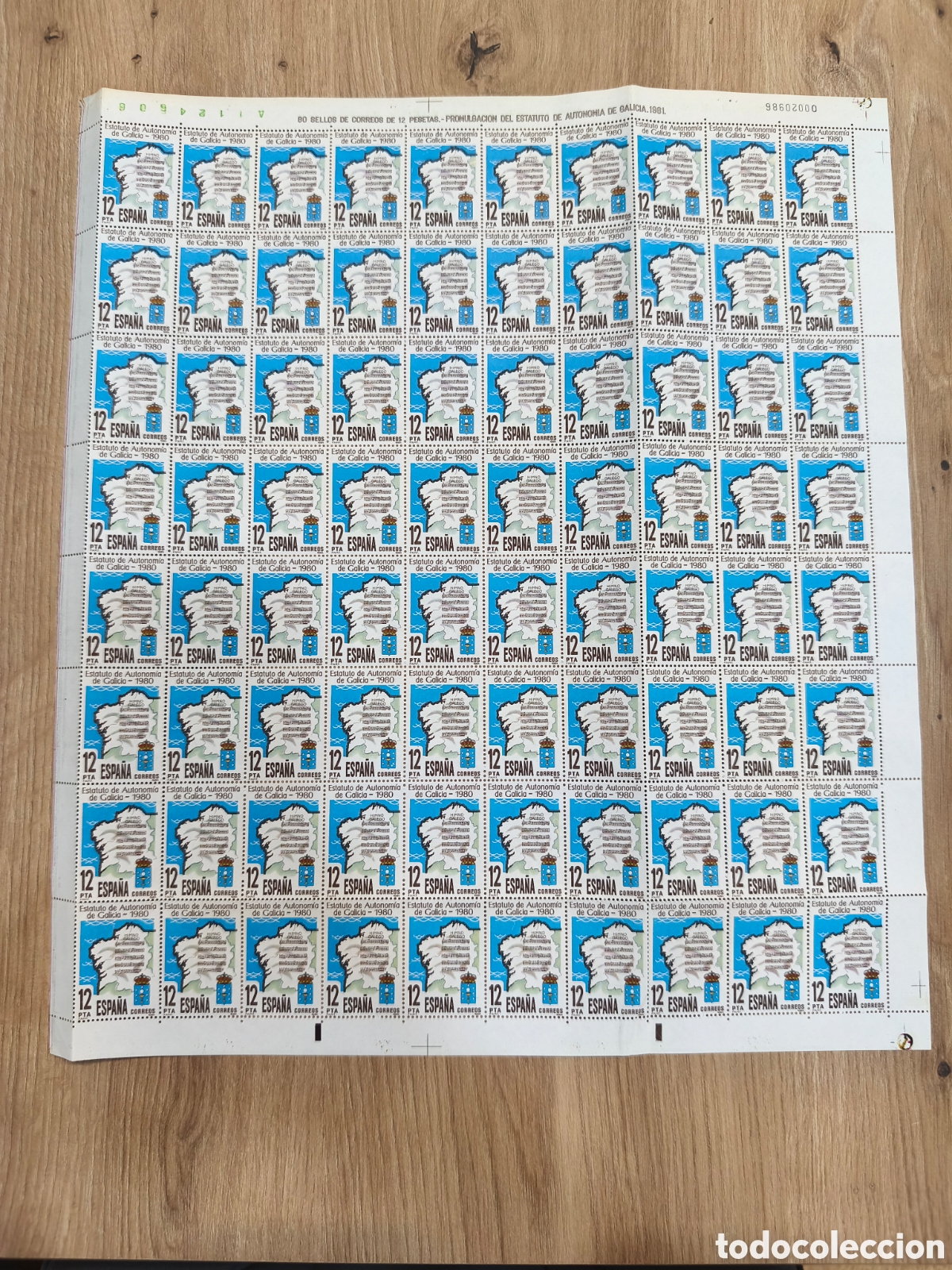 Sellos: 80 sellos Espa&ntilde;a 1981 &ndash; Estatuto de Autonom&iacute;a de Galicia 1980 &ndash; 12 pesetas