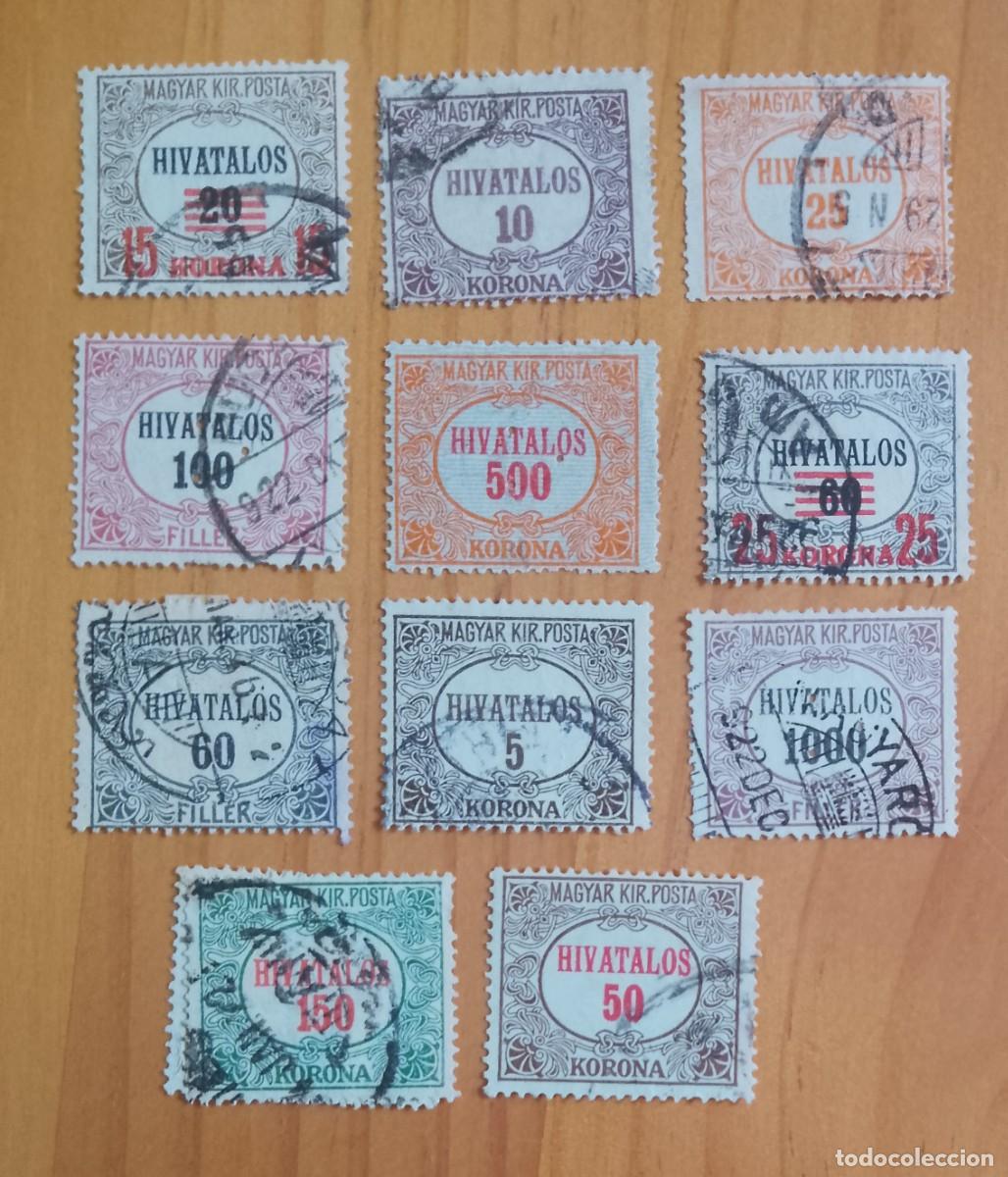 Sellos: HUNGRIA - HIVATALOS, MUMERAL - LOTE CON 6 SELLOS, CORONAS Y FILLER- VER DESCRIPCI&Oacute;N