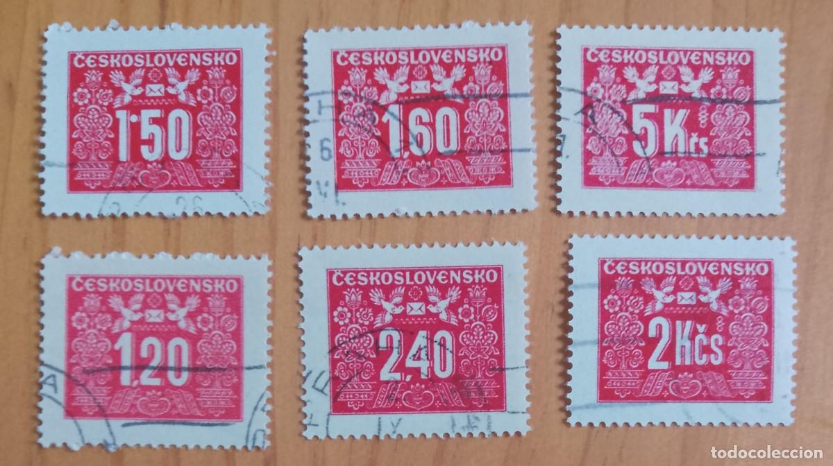 Sellos: CHECOSLOVAQUIA - LOTE CON 6 SELLOS, NUMERO, TASA, TAXA - VER DESCRIPCI&Oacute;N