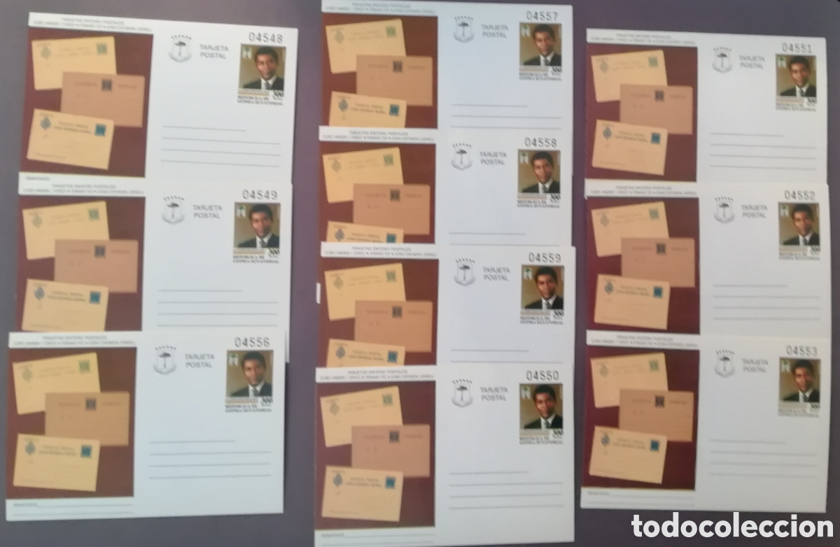 Sellos: Conjunto de 10 tarjetas entero postales de Guinea Ecuatorial