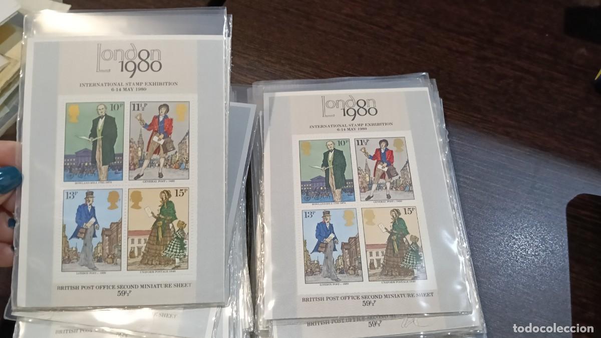 Sellos: Sellos Londres taco de 100 hojas bloque id&eacute;nticas centenario de Rowland Hill