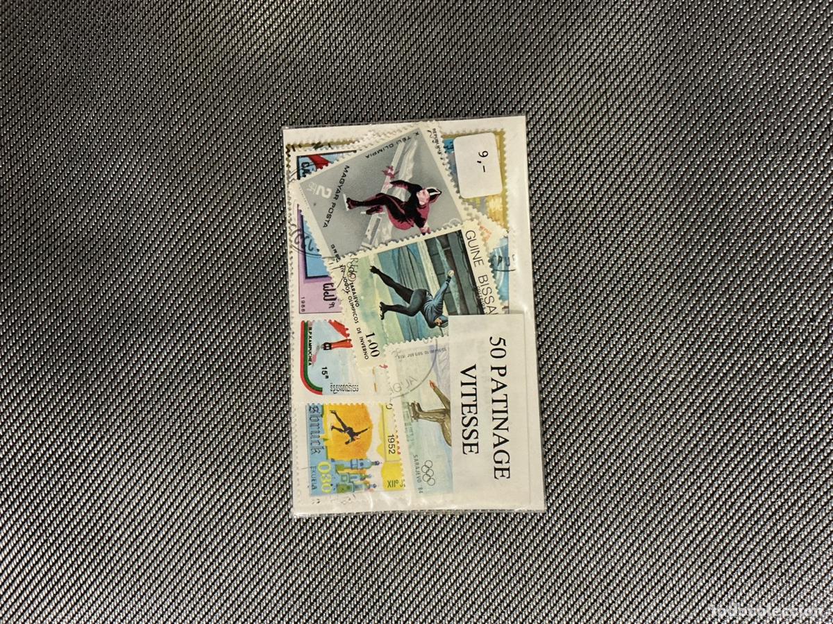 Francobolli: Patinaje de velocidad: paquete etiquetado 50 sellos