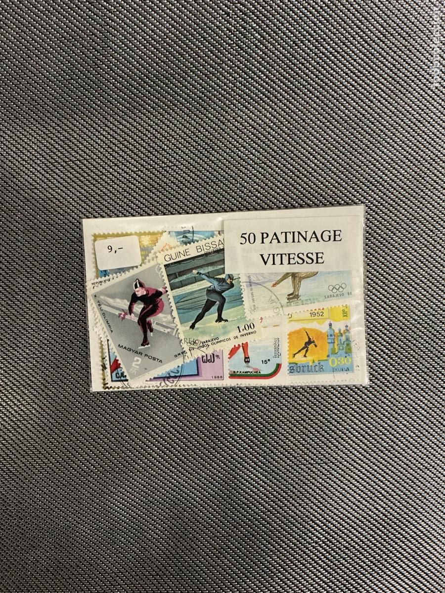 Francobolli: Patinaje de velocidad: paquete etiquetado 50 sellos