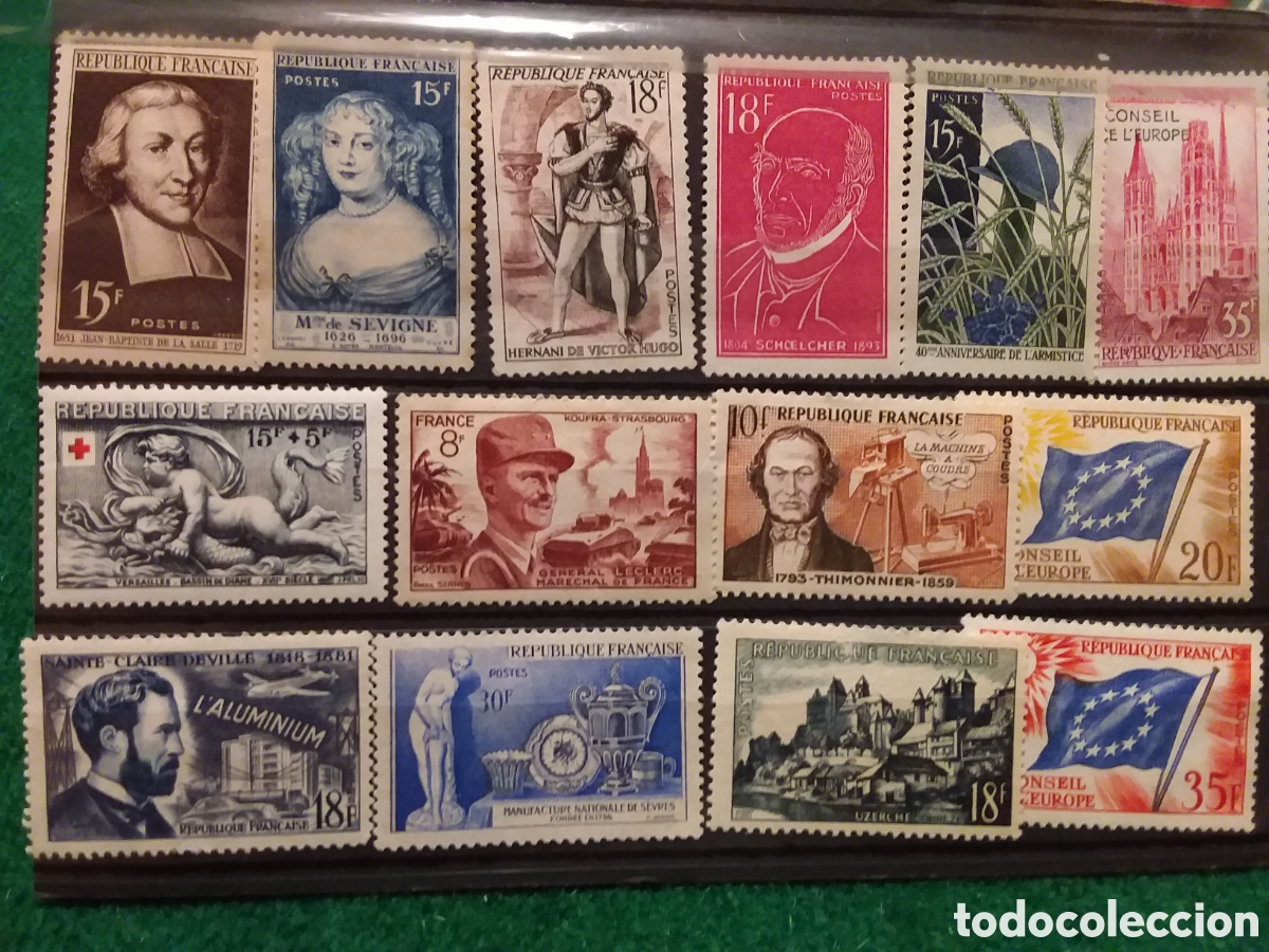 Sellos: FRANCIA 28 SELLOS A&Ntilde;OS 1940/60
