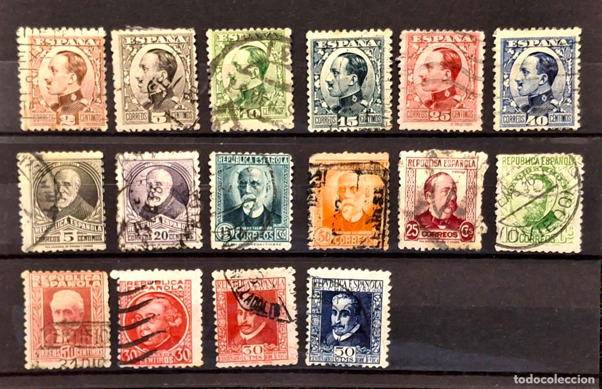 Sellos: 16 sellosde Espa&ntilde;a Alfonso XIII y Rep&uacute;blica
