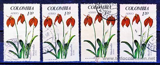 Sellos: COLOMBIA.- MASDEVALLIA COCCINEA.- - Foto 1