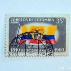 Sellos: SELLO POSTAL COLOMBIA 1960 35 C BANDERA , 150 ANIVERSARIO DE LA INDEPENDENCIA NACIONAL ,CORREO AEREO