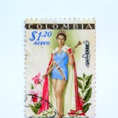 Sellos: SELLO POSTAL COLOMBIA 1959 1,20 PESOS MISS UNIVERSO 1959 LUZ MIRNA ZULUAGA , CORREO AEREO