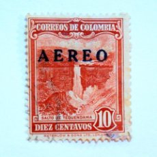 Sellos: SELLO POSTAL COLOMBIA 1953 10 C CASCADA SALTO DE TEQUENDAMA OVERPRINT AÉREO CORREO AEREO. Lote 161865382