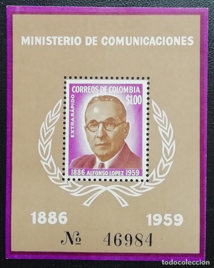 1959. COLOMBIA. HB 22. ALFONSO LÓPEZ, PRESIDENTE COLOMBIANO, EN EL 75 ANIV. DE SU NACIMIENTO. NUEVO. (Sellos - Extranjero - América - Colombia)