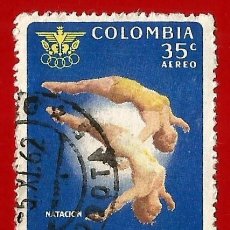 Sellos: COLOMBIA. 1961. JUEGOS DEPORTIVOS BOLIVARIANOS. SALTOS NATACION