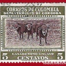 Sellos: COLOMBIA. 1956. CORDOBA. GANADO ROMO