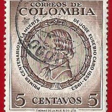 Sellos: COLOMBIA. 1955. JOSE EUSEBIO CARO. POETA