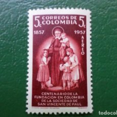 Sellos: .COLOMBIA, 1957, CENTENARIO SOCIEDAD COLOMBIANA DE SAN VICENTE DE PAUL, YVERT 303 AEREO. Lote 361556970