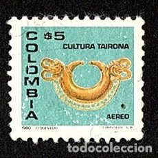 Sellos: COLOMBIA. CULTURA TAIONA. PENDIENTE NASAL. 1980. YT-PA650. USADO SIN CHARNELA. Lote 401799474
