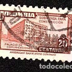 Sellos: COLOMBIA. SOBRE TASA. CONSTRUCCIÓN PALACIO COMUNICACIONES. 1945. YT-383. USADO SIN CHARNELA.. Lote 401799929