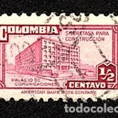 Sellos: COLOMBIA. SOBRE TASA. CONSTRUCCIÓN PALACIO COMUNICACIONES. 1945. YT-383. USADO SIN CHARNELA.. Lote 401800434